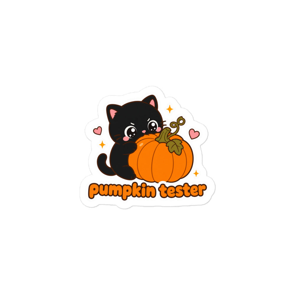 Pumpkin Tester kawaii cat sticker