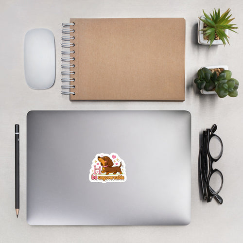 Be Ungovernable dachshund sticker on a laptop